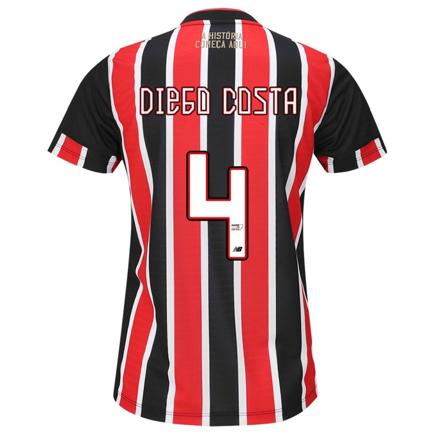 Niño Fútbol Camiseta Diego Costa #4 Negro Rojo Blanco 2ª Equipación 2024/25 Argentina