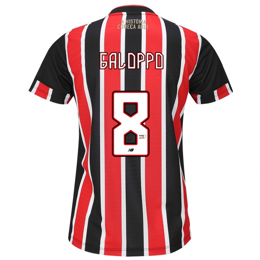 Niño Fútbol Camiseta Giuliano Galoppo #8 Negro Rojo Blanco 2ª Equipación 2024/25 Argentina