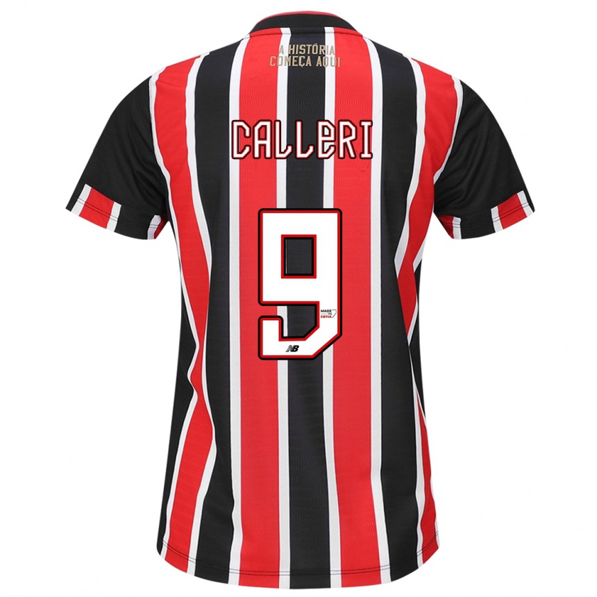 Niño Fútbol Camiseta Jonathan Calleri #9 Negro Rojo Blanco 2ª Equipación 2024/25 Argentina