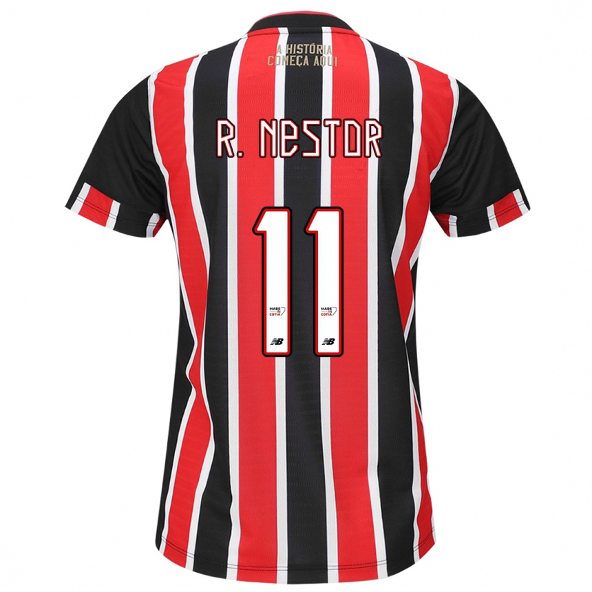 Niño Fútbol Camiseta Rodrigo Nestor #11 Negro Rojo Blanco 2ª Equipación 2024/25 Argentina