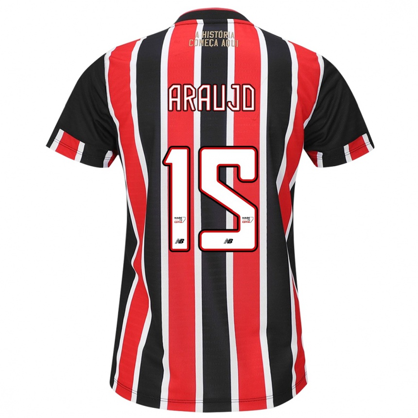 Niño Fútbol Camiseta Michel Araújo #15 Negro Rojo Blanco 2ª Equipación 2024/25 Argentina