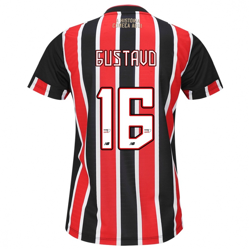 Niño Fútbol Camiseta Luiz Gustavo #16 Negro Rojo Blanco 2ª Equipación 2024/25 Argentina