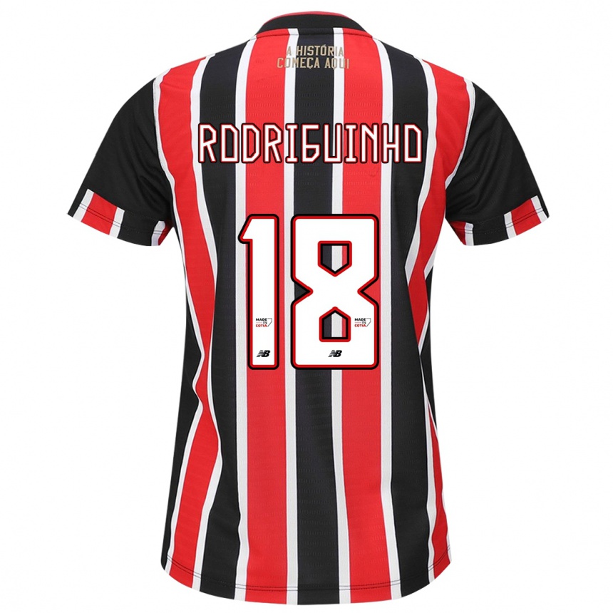 Niño Fútbol Camiseta Rodriguinho #18 Negro Rojo Blanco 2ª Equipación 2024/25 Argentina