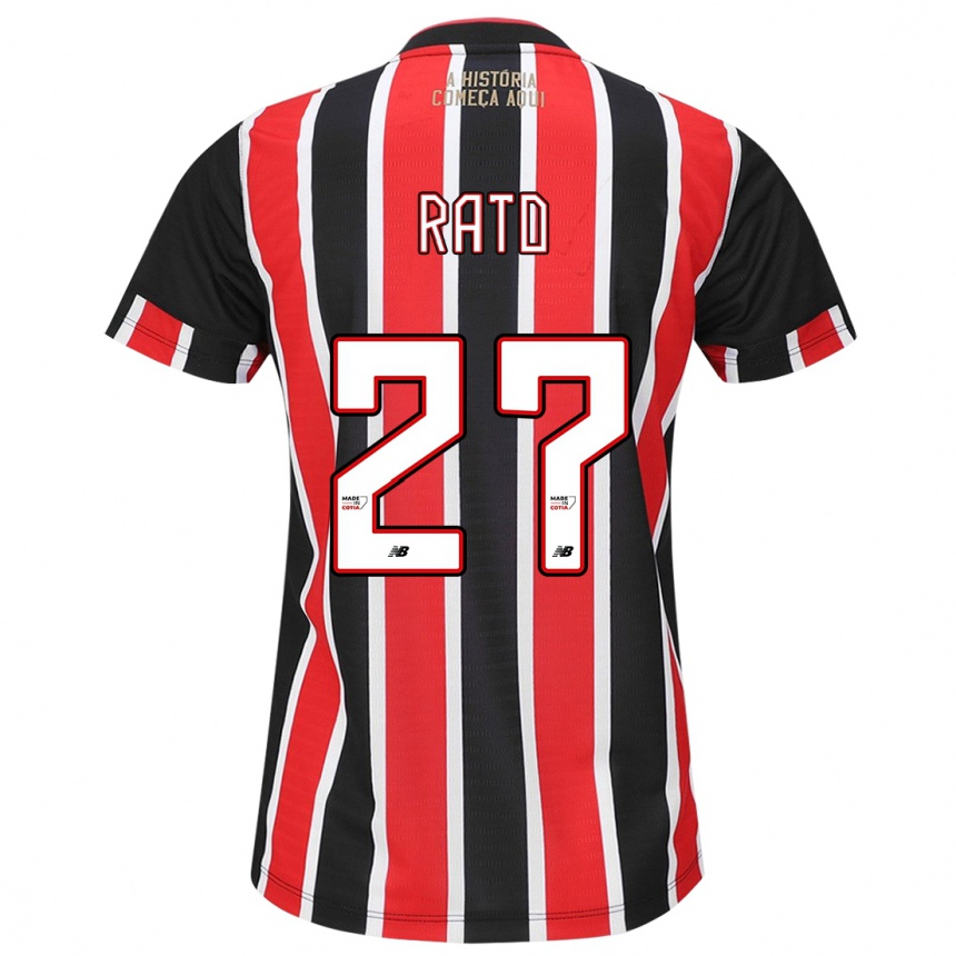 Niño Fútbol Camiseta Wellington Rato #27 Negro Rojo Blanco 2ª Equipación 2024/25 Argentina