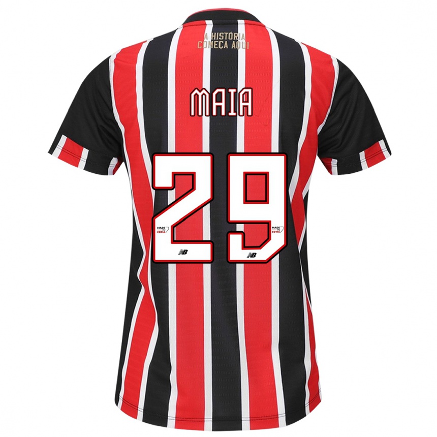 Niño Fútbol Camiseta Pablo Maia #29 Negro Rojo Blanco 2ª Equipación 2024/25 Argentina