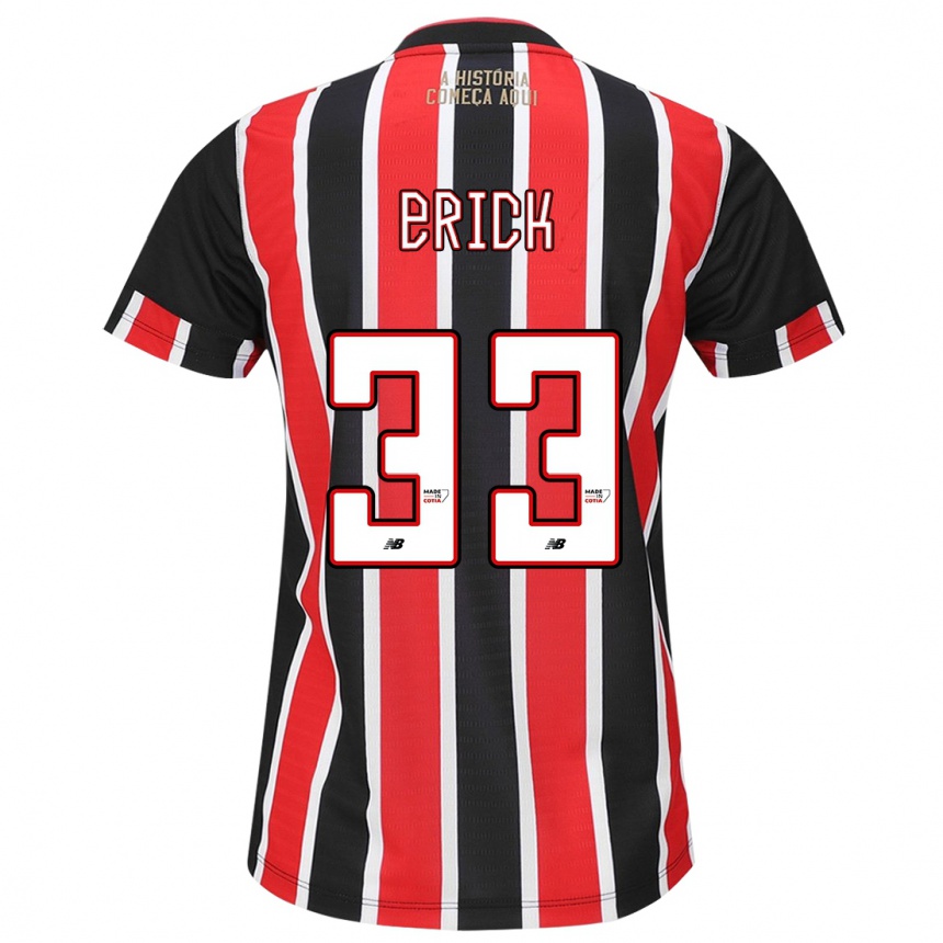 Niño Fútbol Camiseta Erick #33 Negro Rojo Blanco 2ª Equipación 2024/25 Argentina