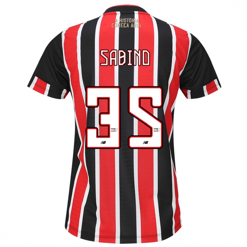 Niño Fútbol Camiseta Sabino #35 Negro Rojo Blanco 2ª Equipación 2024/25 Argentina