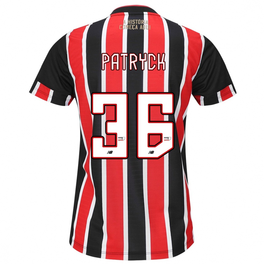 Niño Fútbol Camiseta Patryck #36 Negro Rojo Blanco 2ª Equipación 2024/25 Argentina