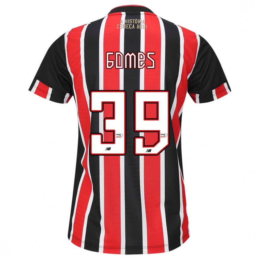 Niño Fútbol Camiseta William Gomes #39 Negro Rojo Blanco 2ª Equipación 2024/25 Argentina