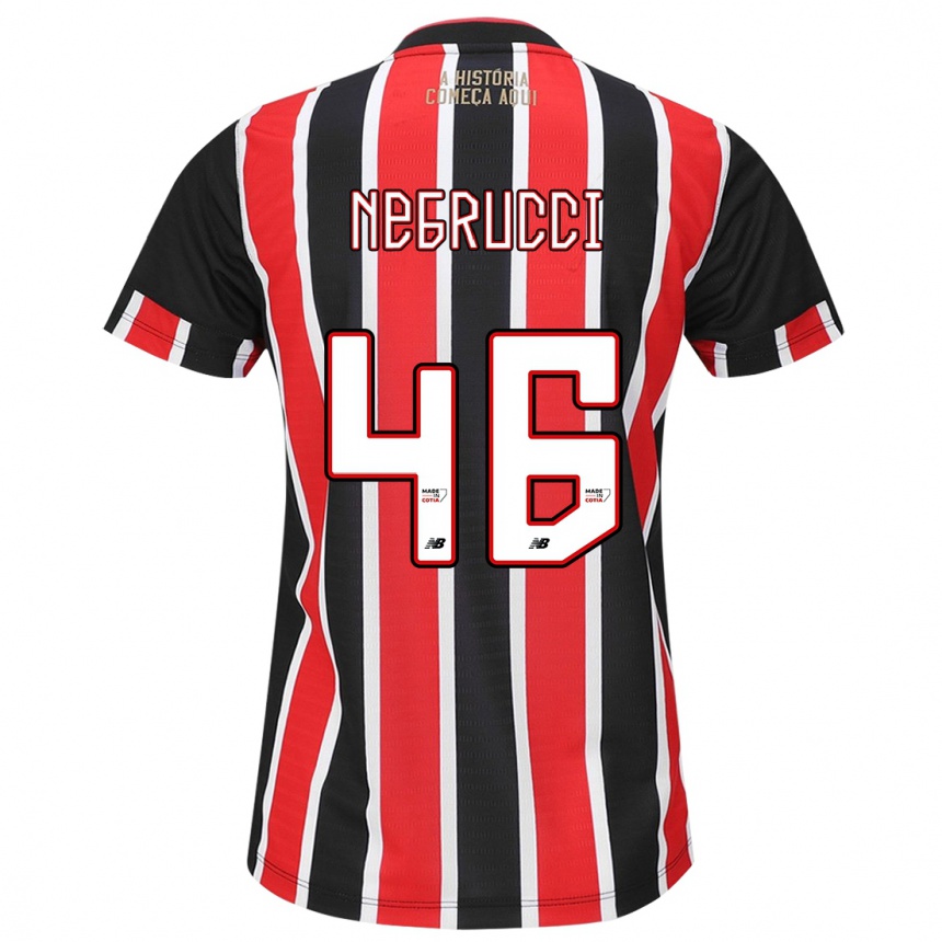 Niño Fútbol Camiseta Felipe Negrucci #46 Negro Rojo Blanco 2ª Equipación 2024/25 Argentina