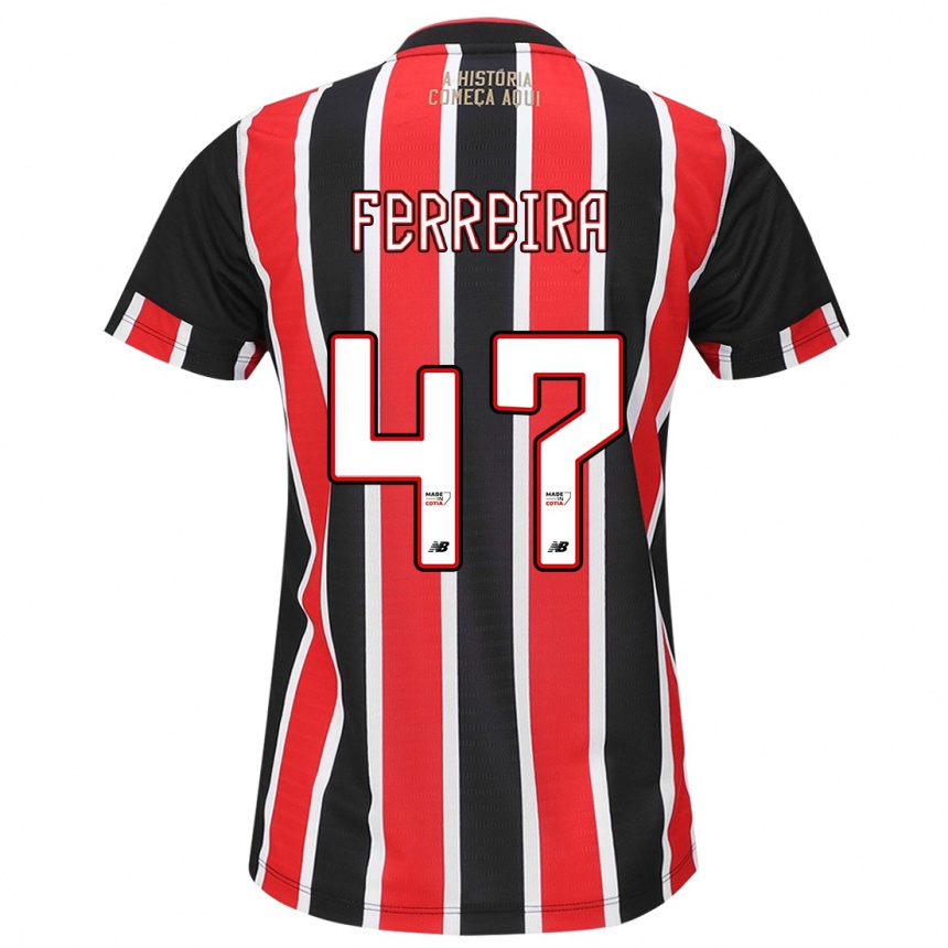 Niño Fútbol Camiseta Ferreira #47 Negro Rojo Blanco 2ª Equipación 2024/25 Argentina