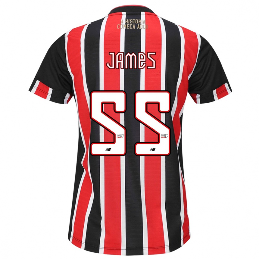 Niño Fútbol Camiseta James Rodríguez #55 Negro Rojo Blanco 2ª Equipación 2024/25 Argentina