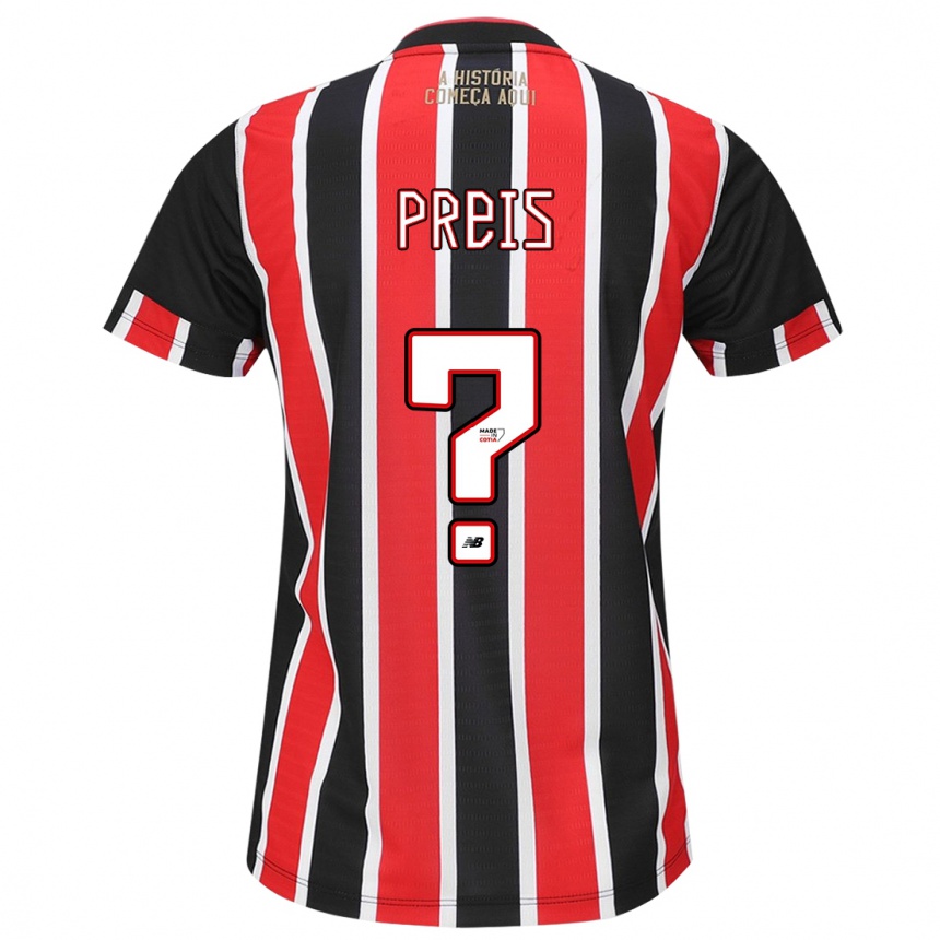 Niño Fútbol Camiseta Felipe Preis #0 Negro Rojo Blanco 2ª Equipación 2024/25 Argentina