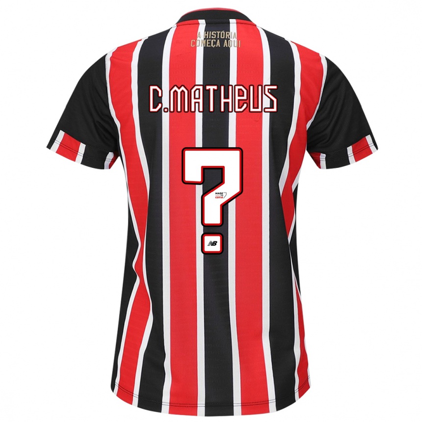 Niño Fútbol Camiseta Caio Matheus #0 Negro Rojo Blanco 2ª Equipación 2024/25 Argentina