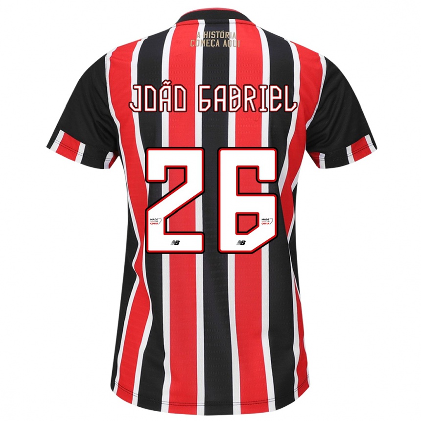 Niño Fútbol Camiseta João Gabriel #26 Negro Rojo Blanco 2ª Equipación 2024/25 Argentina