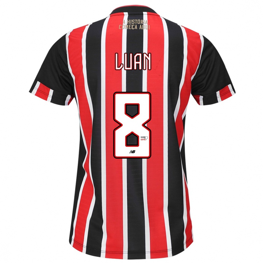 Niño Fútbol Camiseta Luan #8 Negro Rojo Blanco 2ª Equipación 2024/25 Argentina