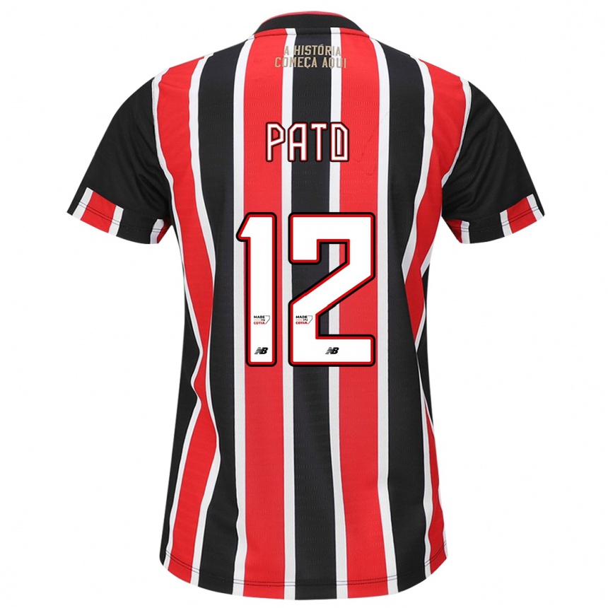 Niño Fútbol Camiseta Alexandre Pato #12 Negro Rojo Blanco 2ª Equipación 2024/25 Argentina