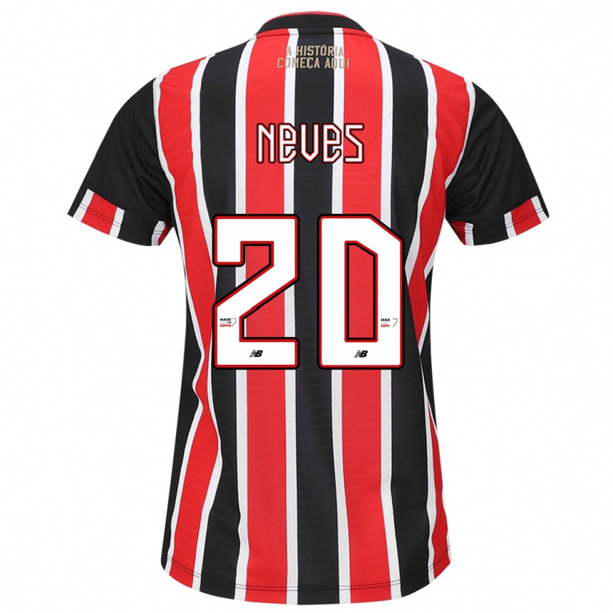 Niño Fútbol Camiseta Gabriel Neves #20 Negro Rojo Blanco 2ª Equipación 2024/25 Argentina