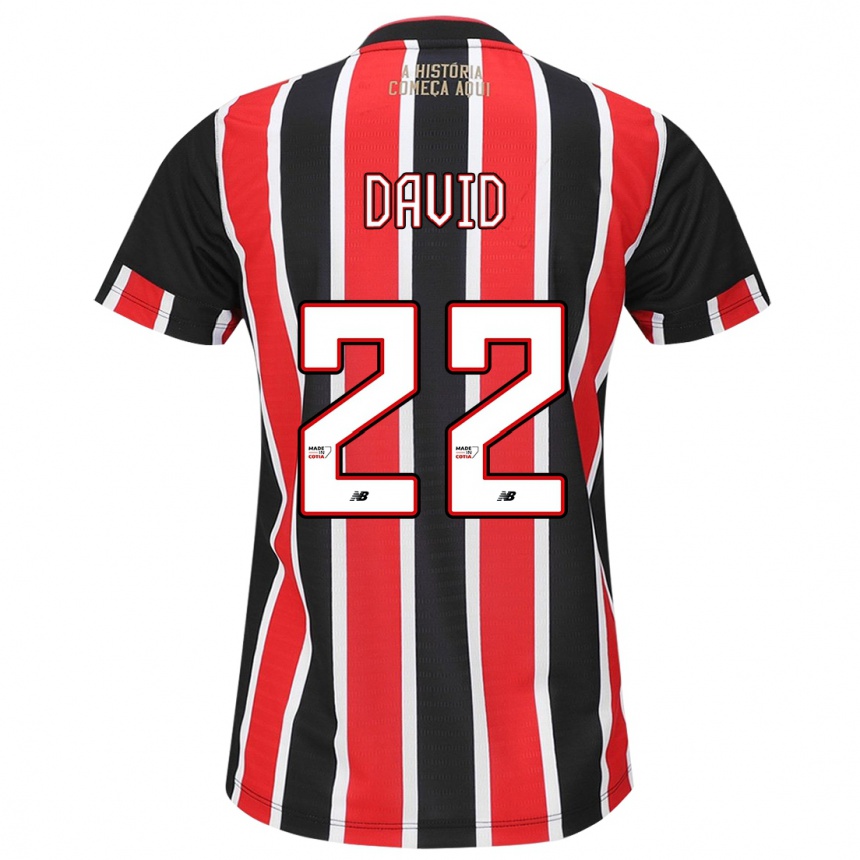 Niño Fútbol Camiseta David #22 Negro Rojo Blanco 2ª Equipación 2024/25 Argentina