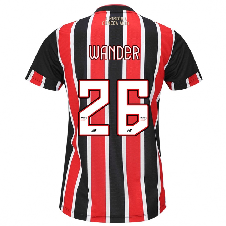 Niño Fútbol Camiseta Talles Wander #26 Negro Rojo Blanco 2ª Equipación 2024/25 Argentina