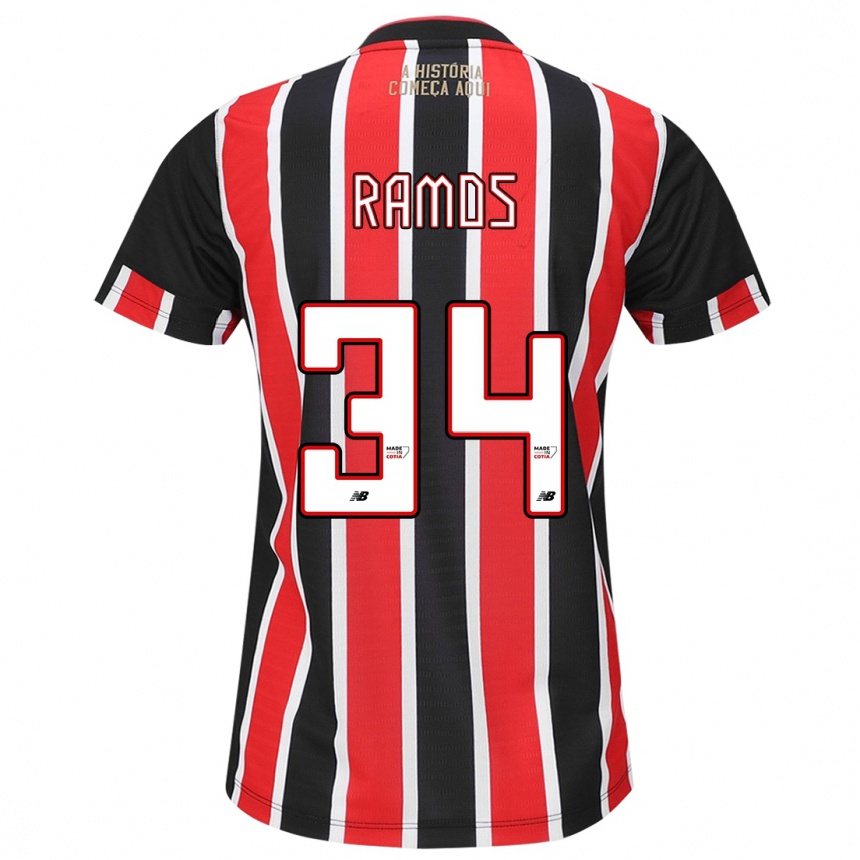 Niño Fútbol Camiseta Raí Ramos #34 Negro Rojo Blanco 2ª Equipación 2024/25 Argentina