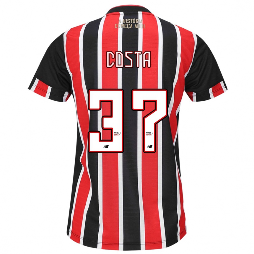 Niño Fútbol Camiseta Talles Costa #37 Negro Rojo Blanco 2ª Equipación 2024/25 Argentina