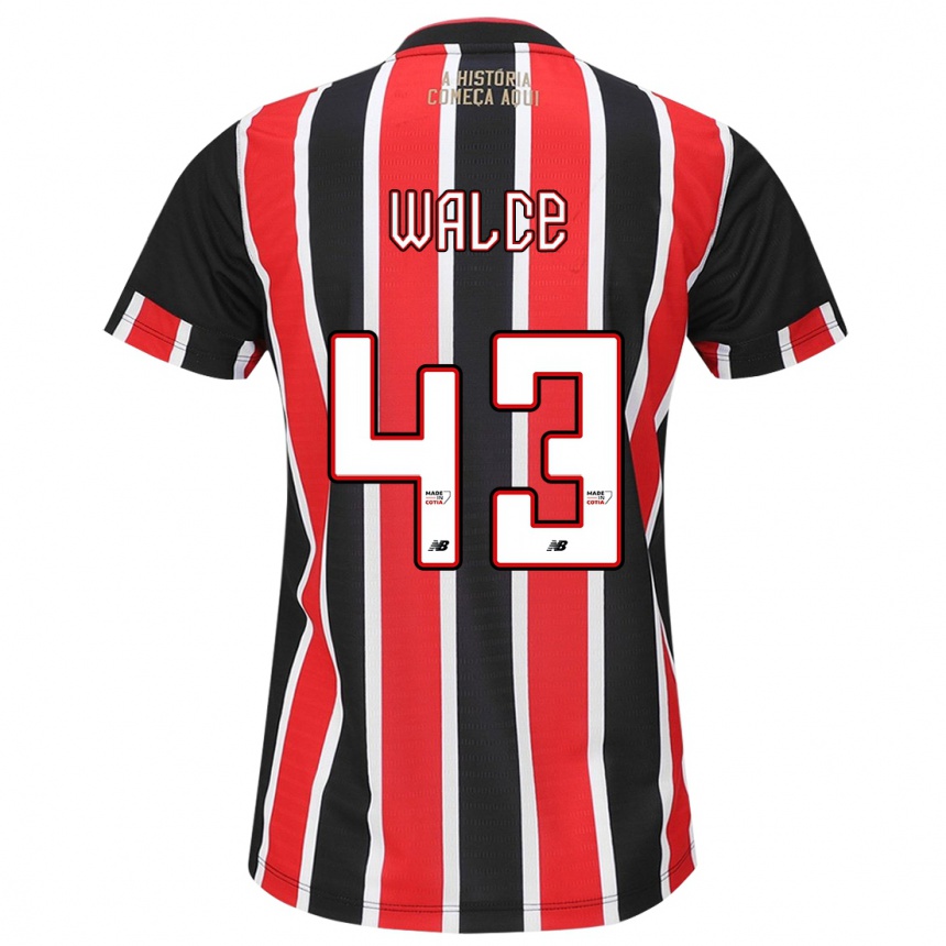 Niño Fútbol Camiseta Walce #43 Negro Rojo Blanco 2ª Equipación 2024/25 Argentina