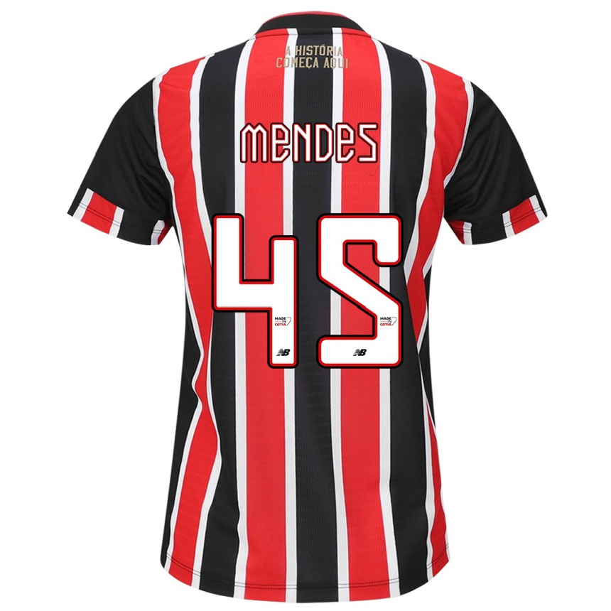 Niño Fútbol Camiseta Nathan Mendes #45 Negro Rojo Blanco 2ª Equipación 2024/25 Argentina