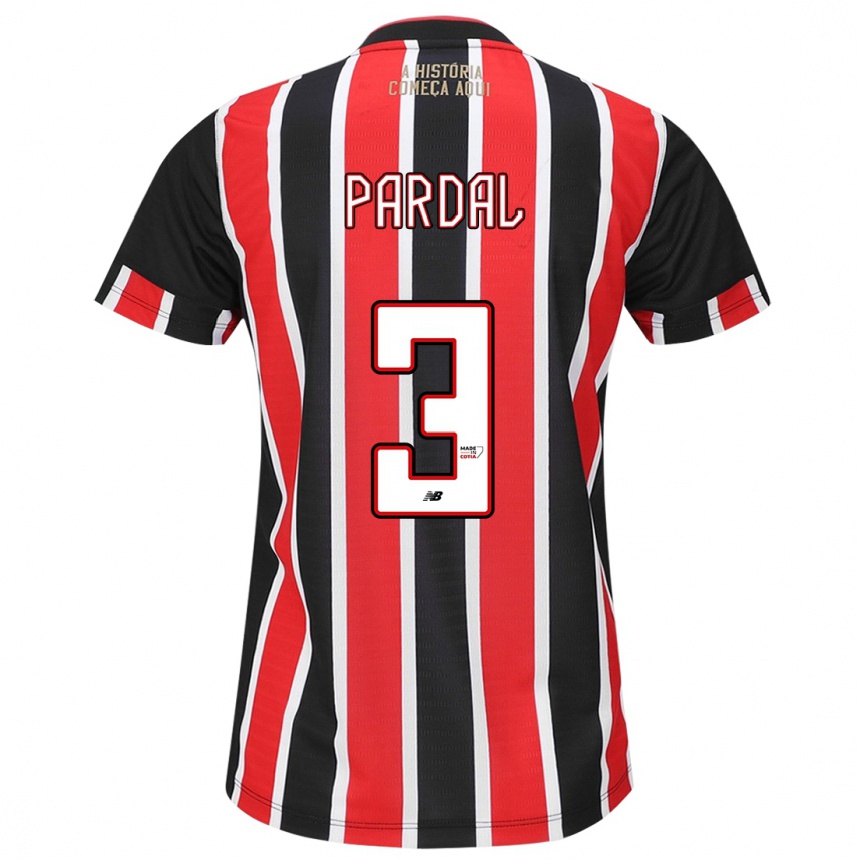 Niño Fútbol Camiseta Pardal #3 Negro Rojo Blanco 2ª Equipación 2024/25 Argentina