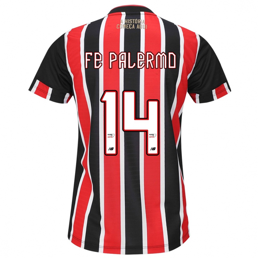 Niño Fútbol Camiseta Fe Palermo #14 Negro Rojo Blanco 2ª Equipación 2024/25 Argentina