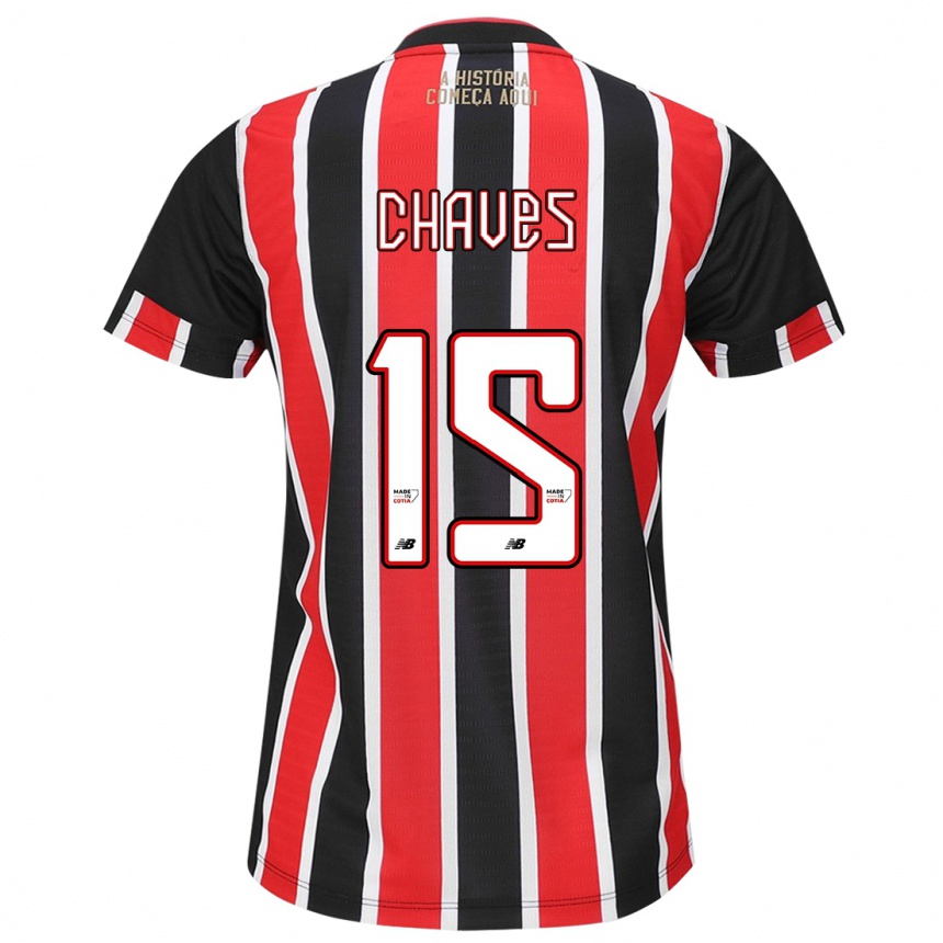 Niño Fútbol Camiseta Carol Chaves #15 Negro Rojo Blanco 2ª Equipación 2024/25 Argentina