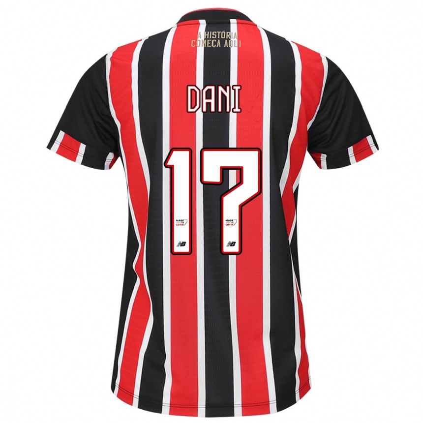 Niño Fútbol Camiseta Dani #17 Negro Rojo Blanco 2ª Equipación 2024/25 Argentina