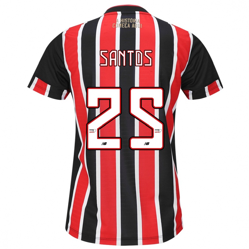 Niño Fútbol Camiseta Mariana Santos #25 Negro Rojo Blanco 2ª Equipación 2024/25 Argentina