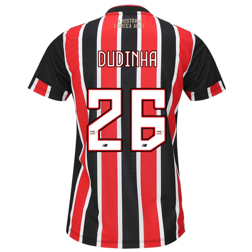 Niño Fútbol Camiseta Dudinha #26 Negro Rojo Blanco 2ª Equipación 2024/25 Argentina