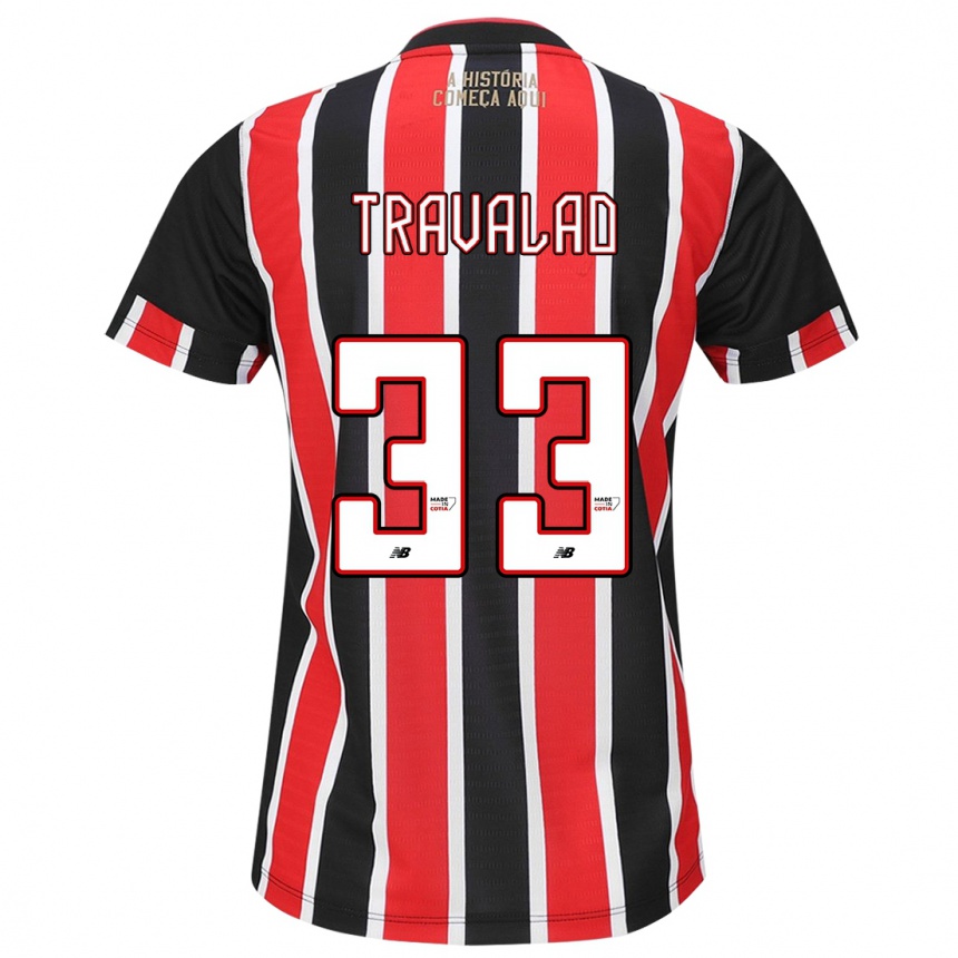 Niño Fútbol Camiseta Rafa Travalão #33 Negro Rojo Blanco 2ª Equipación 2024/25 Argentina