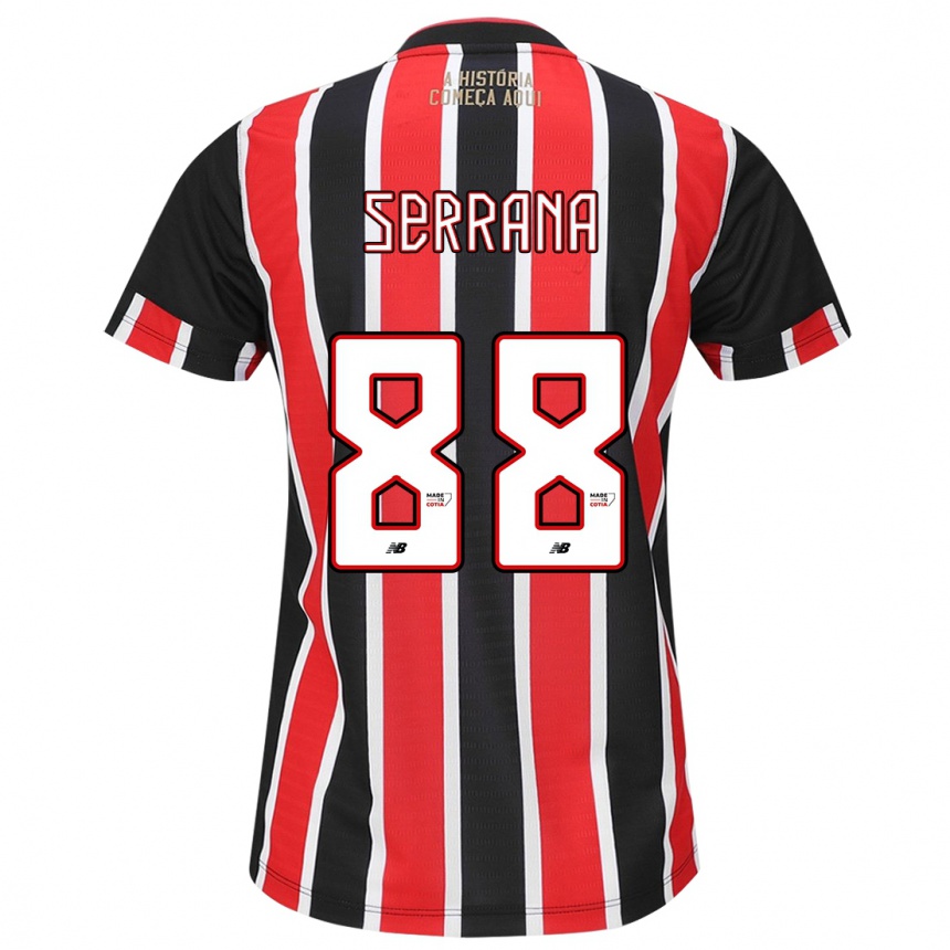 Niño Fútbol Camiseta Serrana #88 Negro Rojo Blanco 2ª Equipación 2024/25 Argentina