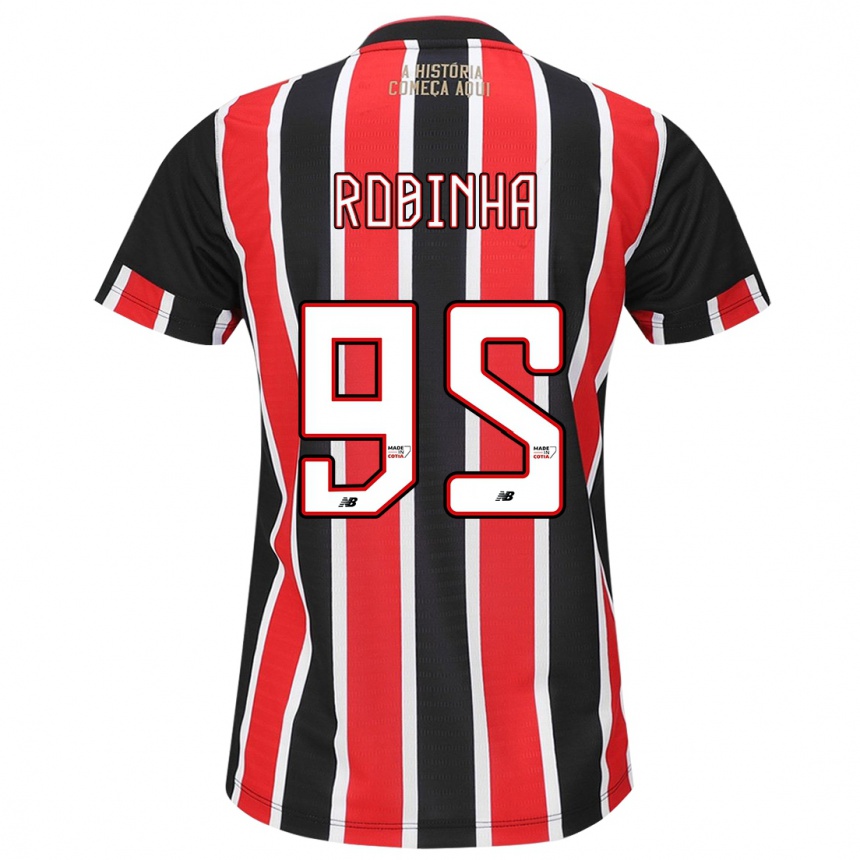 Niño Fútbol Camiseta Robinha #95 Negro Rojo Blanco 2ª Equipación 2024/25 Argentina