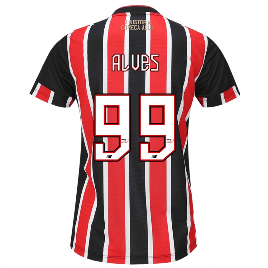 Niño Fútbol Camiseta Letícia Alves #99 Negro Rojo Blanco 2ª Equipación 2024/25 Argentina