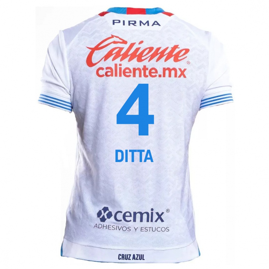 Niño Fútbol Camiseta Willer Ditta #4 Blanco Azul 2ª Equipación 2024/25 Argentina