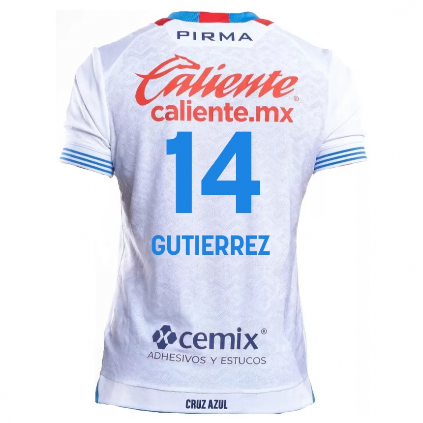 Niño Fútbol Camiseta Alexis Gutiérrez #14 Blanco Azul 2ª Equipación 2024/25 Argentina