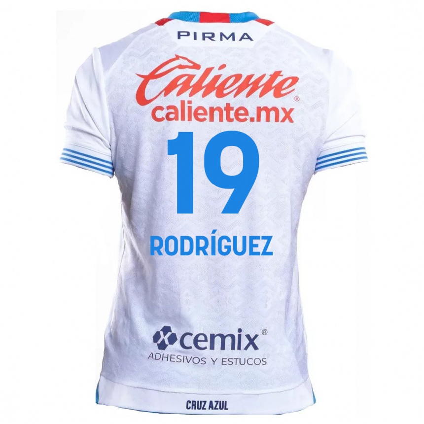 Niño Fútbol Camiseta Carlos Rodríguez #19 Blanco Azul 2ª Equipación 2024/25 Argentina