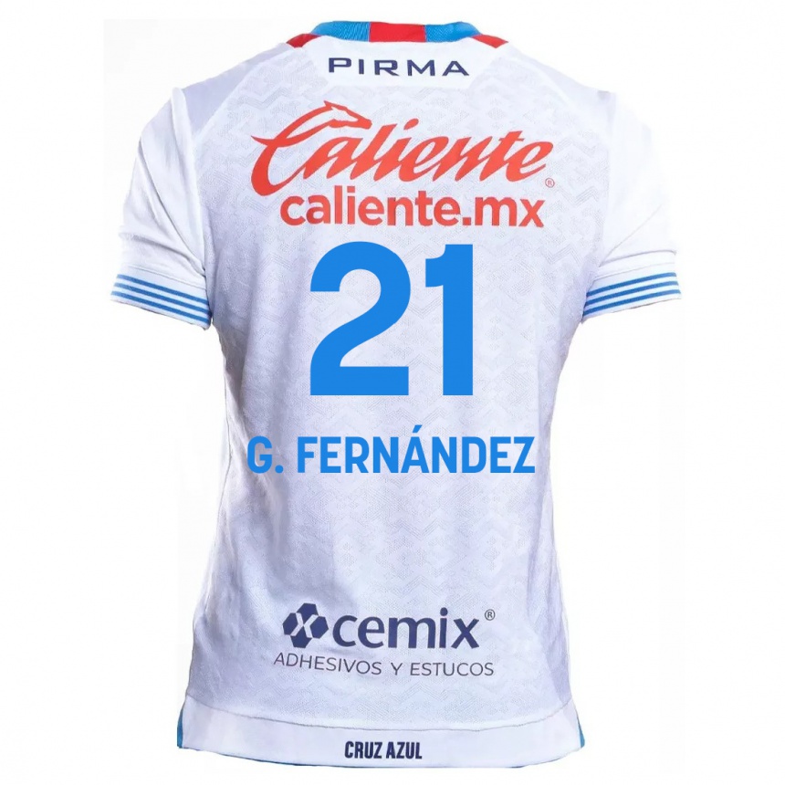 Niño Fútbol Camiseta Gabriel Fernández #21 Blanco Azul 2ª Equipación 2024/25 Argentina