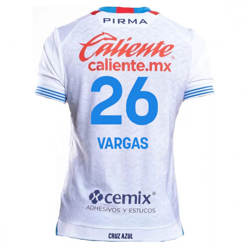 Niño Fútbol Camiseta Carlos Vargas #26 Blanco Azul 2ª Equipación 2024/25 Argentina