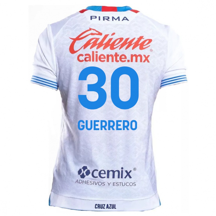 Niño Fútbol Camiseta Rafael Guerrero #30 Blanco Azul 2ª Equipación 2024/25 Argentina