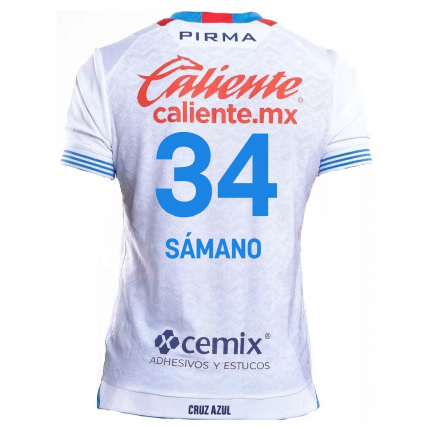 Niño Fútbol Camiseta Leonardo Sámano #34 Blanco Azul 2ª Equipación 2024/25 Argentina