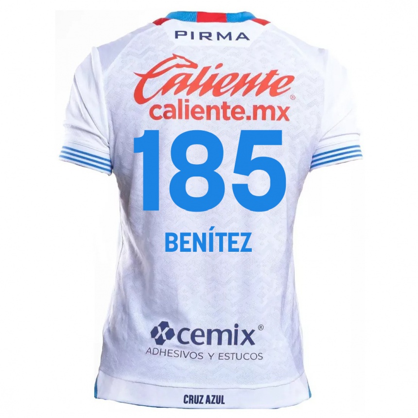 Niño Fútbol Camiseta Cristopher Benítez #185 Blanco Azul 2ª Equipación 2024/25 Argentina