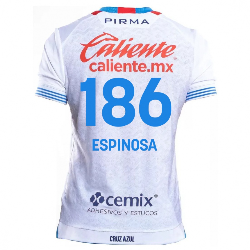 Niño Fútbol Camiseta Brandón Espinosa #186 Blanco Azul 2ª Equipación 2024/25 Argentina