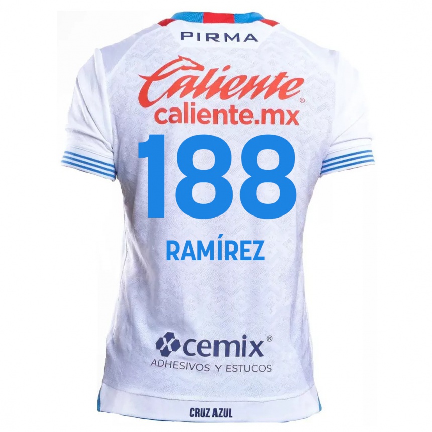 Niño Fútbol Camiseta Diego Ramírez #188 Blanco Azul 2ª Equipación 2024/25 Argentina