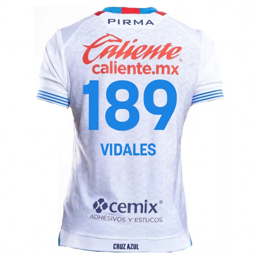 Niño Fútbol Camiseta Álvaro Vidales #189 Blanco Azul 2ª Equipación 2024/25 Argentina