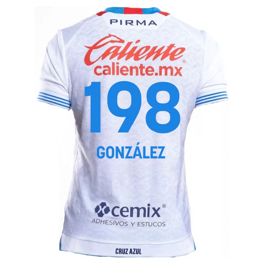 Niño Fútbol Camiseta Kenneth González #198 Blanco Azul 2ª Equipación 2024/25 Argentina